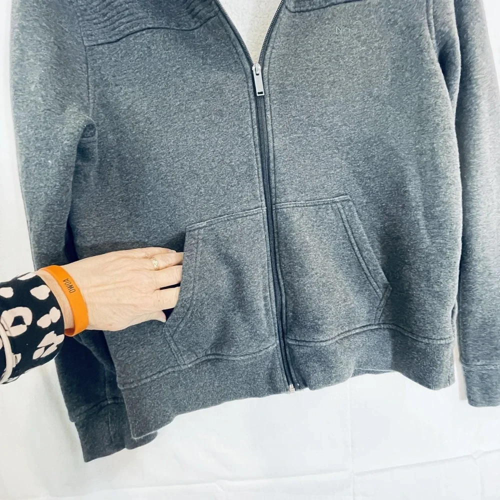 Michael Kors Jacket Mens Large Gray Fleece Bomber‎ Full Zip Stand Collar